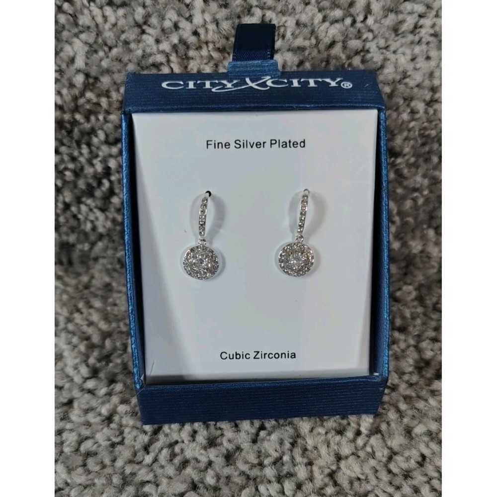City X City Earrings Fine Plated Silver Cubic Zirconia